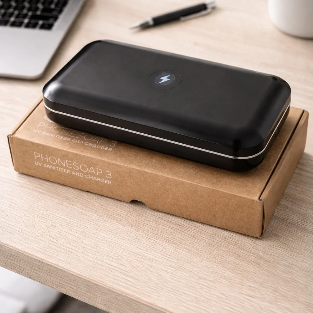 PhoneSoap 3 UV-C Phone Sanitizer + Charger Black | Kills 99.99% Germs Dual Ports